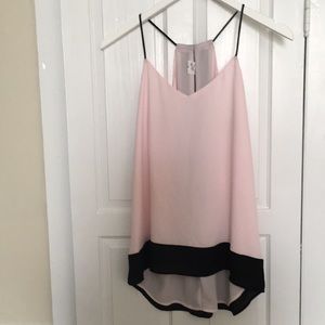 Express blush and black spaghetti strap